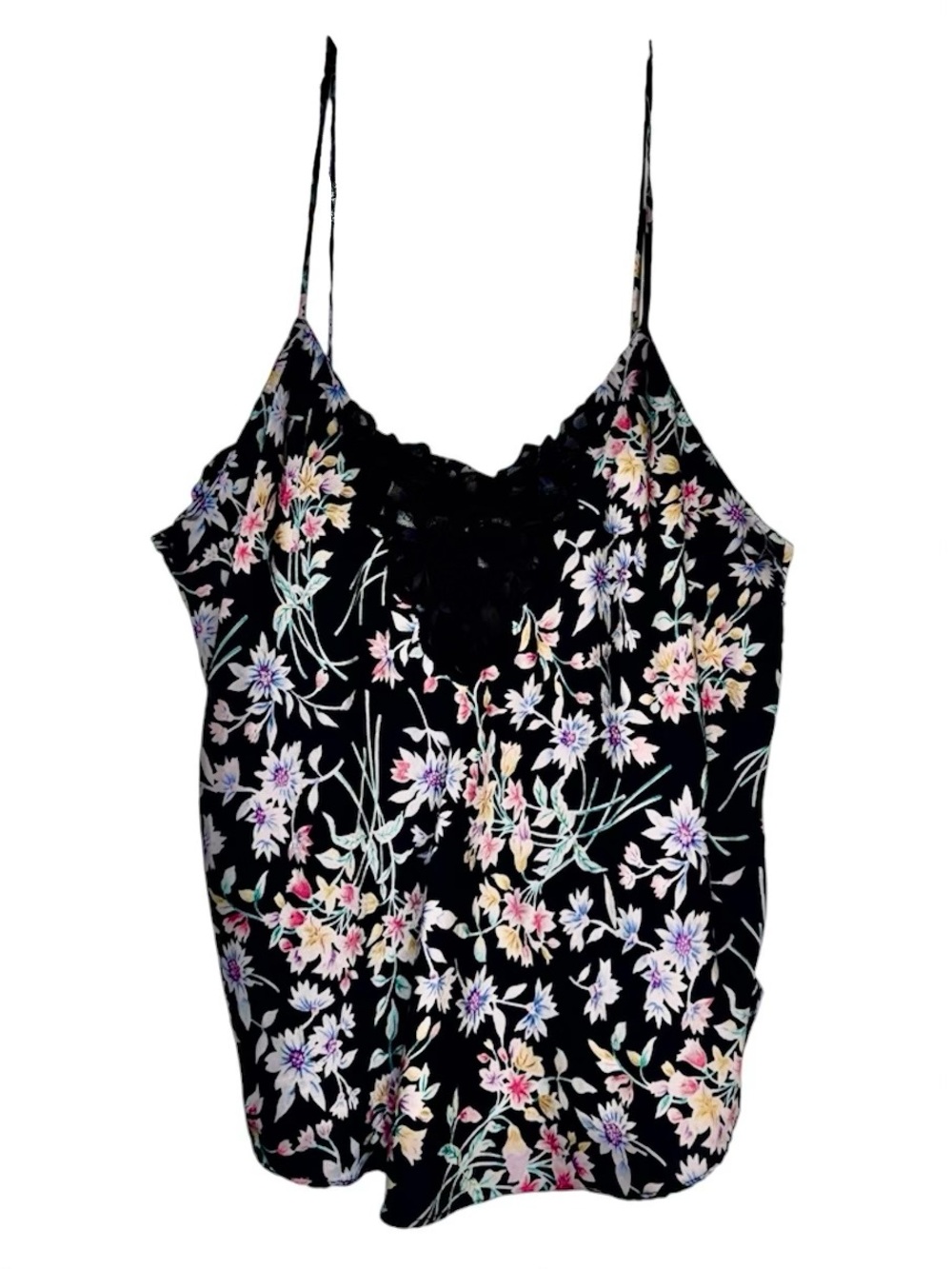 Vintage Victoria’s Secret Gold Label Silk Camisole with Floral Print and Lace Fr